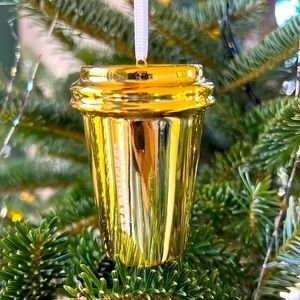 Gold Starbucks Cup Ornament